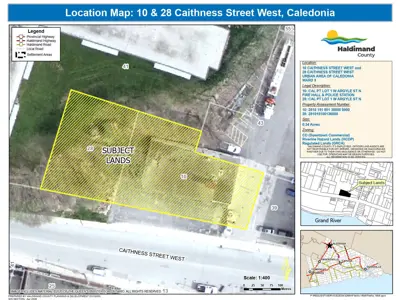 Location map of subject lands showing parcel for 10 & 28 Caithness St W