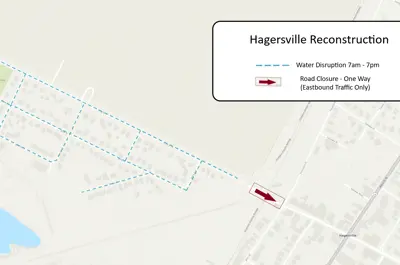 Map of water shut off identifitying Jane St, Mary St, Quarry St, Hagar St, Sarah St, Porter St, Porter Ave, and a  section along King St