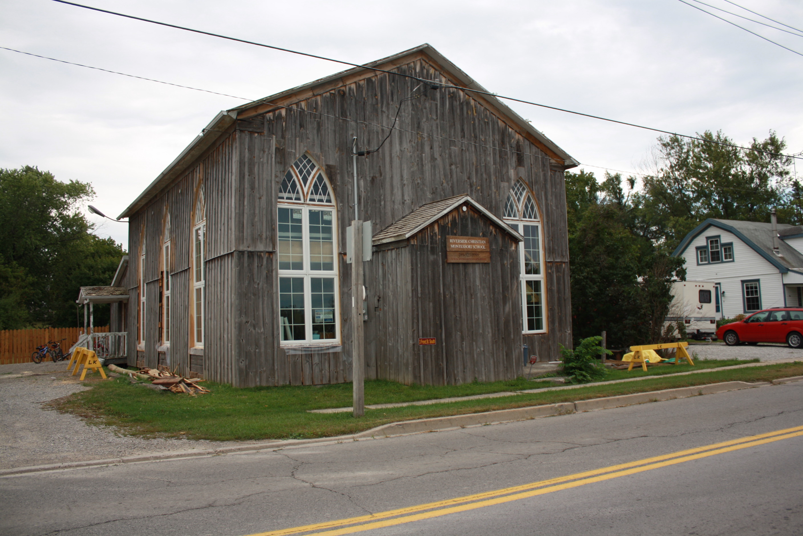 front of old church building