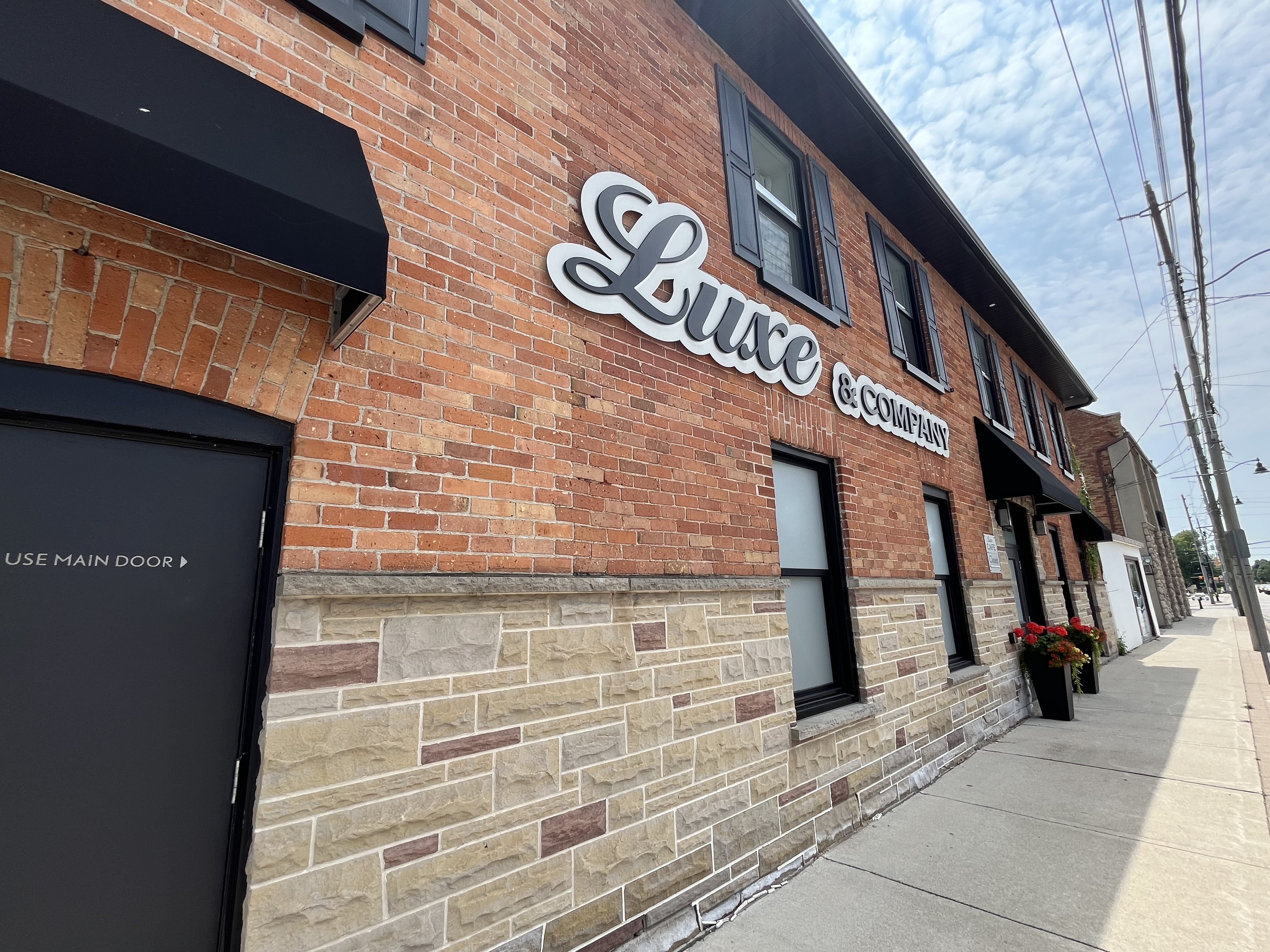 front of old brick building