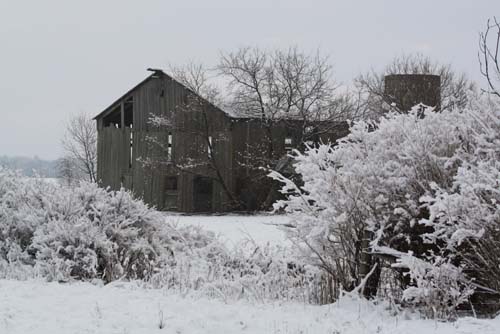 An old barn stands against the elements