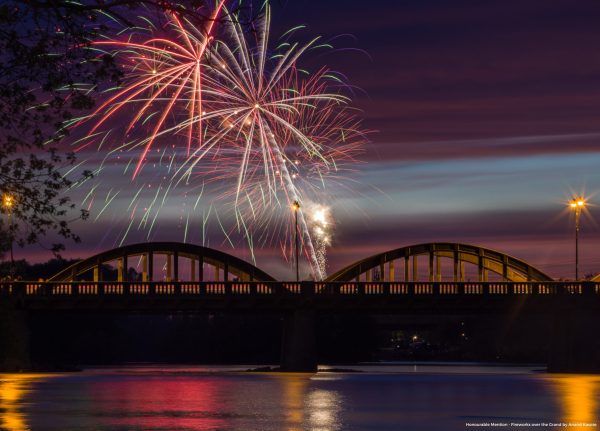 Fireworks over the Caledonia Bridge