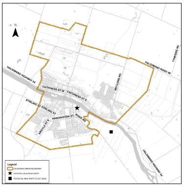 Map of Caledonia Wasterwater Treatment Plan Municipal Class Assessment study area